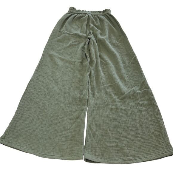 Aerie Pants Womens Small Green Wide Leg Pool To Party Gauzy Cotton Coastal - Picture 5 of 11